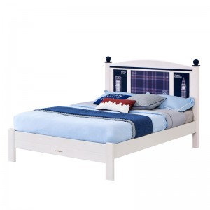 Sampo Kid’s Single Bed with Desk and bookshelf Wash-white Single Bed Solid Pine Wood Bed Frame SP-B-DC002