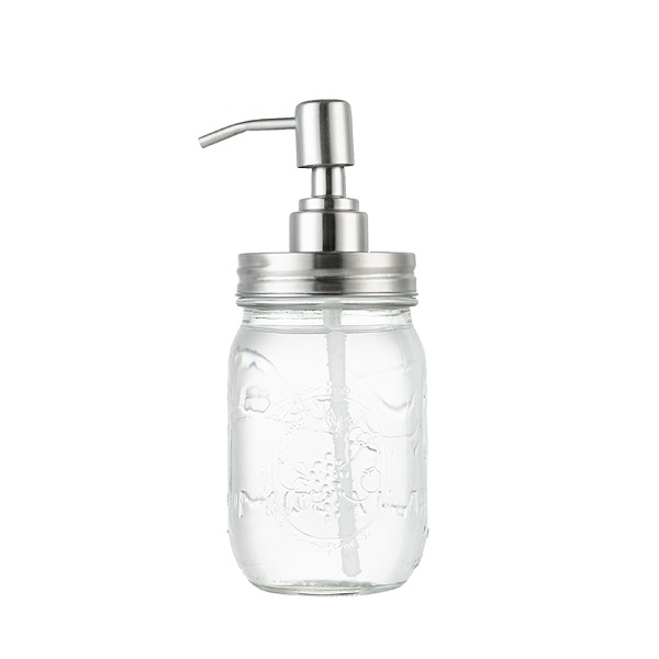 16oz 480ml Hand Liquid Soap Clear Glass Bottle Pump with Aluminum Cap. Featured Image