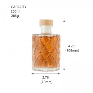 200ml Unique Diamond Whiskey Bottle with Cork Lid