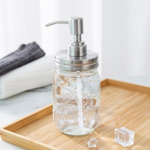 16oz 480ml Hand Liquid Soap Clear Glass Bottle Pump with Aluminum Cap.