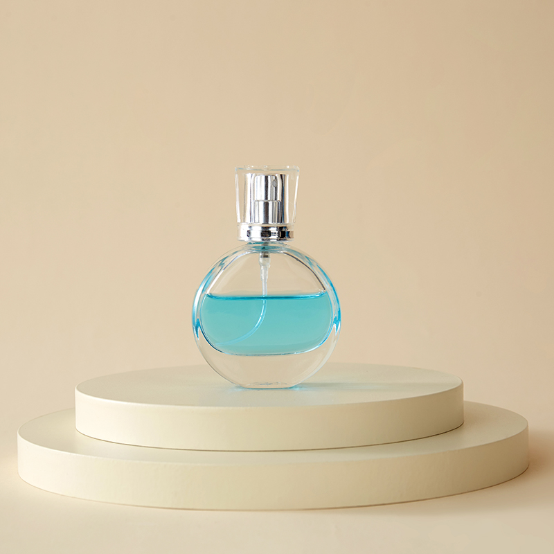 25ml Clear Tiny Designer Unique Round Flat Spray Perfume bottle Wholesale Featured Image