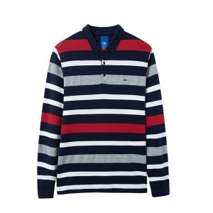 I-Engineer Stripe For Men's Long Sleeve Polo Shirt With High Quality Cotton Frech Rib Ngokwezifiso