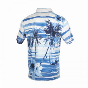 Fantasia di qualità premium per jersey di cotone doppio mercerizzato con pesci colorati stampati su tutta la polo per le vacanze estive