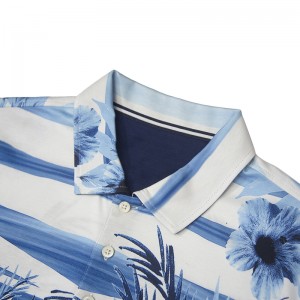 Qualidade premium extravagante para camisa polo de algodão mercerizado duplo peixe colorido em toda a impressão para férias de verão
