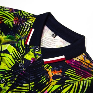 Ausgefallene Premium-Qualität für mercerisiertes Baumwolljersey, farbenfrohes Fisch-Allover-Druck-Poloshirt für den Sommerurlaub