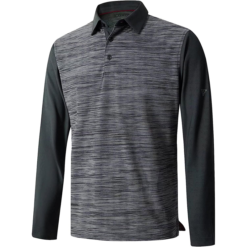 Vyriški vyriški polo marškinėliai ilgomis rankovėmis „Dry Fit Performance“ laisvalaikio „Pique Heather“ golfo polo marškinėliai vyrams Teminis vaizdas