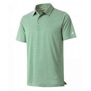 Txiv neej Golf Shirt Moisture Wicking Dry Fit Performance Sport Short Sleeve Micro Stripes Golf Polo Shirts rau txiv neej