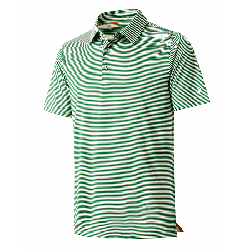 Mens Golf Shirt Npuag Wicking Dry Fit Performance Sport Short Sleeve Micro Stripes Golf Polo Shirts rau txiv neej Featured duab