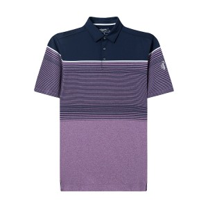 Golf Shirts rau Txiv neej Qhuav Fit Lub Tes Tsho Melange Engineer Stripe Performance Moisture Wicking Polo Shirt