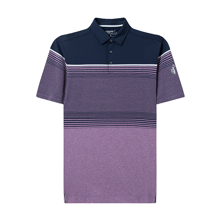 Golf Shirts rau Txiv neej Qhuav Fit Lub Tes Tsho Melange Engineer Stripe Performance Moisture Wicking Polo Shirt Featured Image