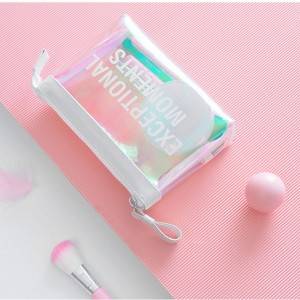 Laser transparent cosmetic bag, fashionable large-capacity zipper, soft face makeup and wash storage bag, colorful PVC cosmetic bag