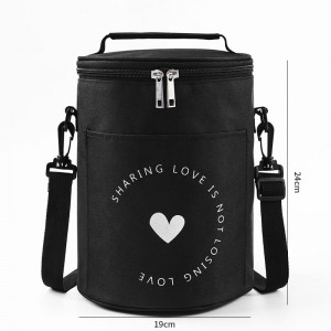 Cylinder insulated lunch box bag insulated bag large aluminum foil portable round lunch bag to work with rice insulated bag