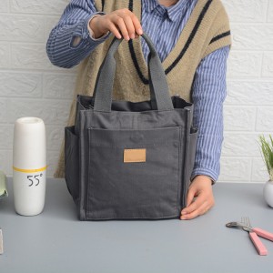 Cooler bag for Eco Friendly Waterproof Cotton Canvas Large Capacity Portable Blue Lunch Tote Bag for Outdoor
