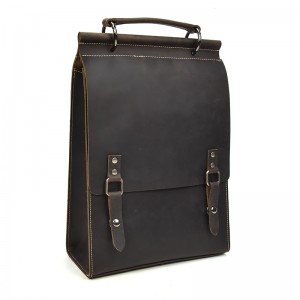 Sandro 2021 Custom Brown Fashion Genuine Leather Men Backpack Large Capacity