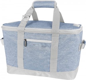 Insulated Leakproof 50 Can Soft Sided Portable Cooler Bag for Lunch, Grocery Shopping, Camping and Road Trips, Steel Blue/Cream