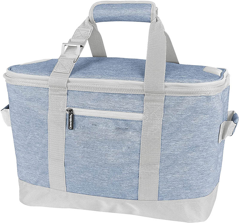 Insulated Leakproof 50 Can Soft Sided Portable Cooler Bag for Lunch, Grocery Shopping, Camping and Road Trips, Steel Blue/Cream Featured Image