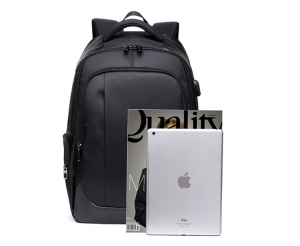 School bag forTeenagers Boys 15.6 Inch Black Waterproof Oxford School bag with USB