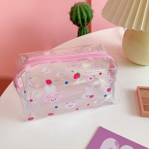 Japanese creative cartoon ins wind net red transparent large-capacity cosmetic bag cute girl student waterproof storage bag