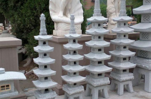 Five heavy tower japanese rokkaku yukimi garden stone lantern 87034