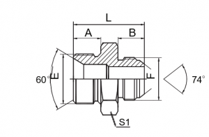 BSP Мужчынскі падвойнае выкарыстанне для 60° конуснага сядзення або клеевага ўшчыльнення / JIC мужчынскі 74° конусны адаптар |Выдатная ўстаноўка