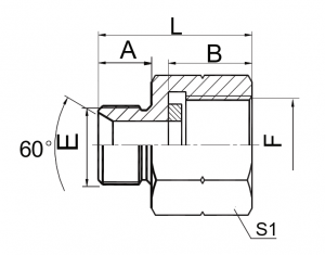 BSP машки двојна употреба за 60° конусно седиште / врзана заптивка и BSP женски приклучоци за манометар
