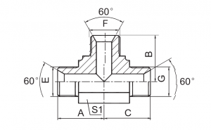 60°-Sitz-T-Stück mit BSP-Außengewinde |Hochwertig und korrosionsbeständig