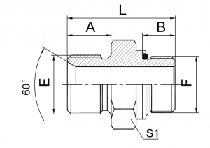 BSP hane dubbel användning för 60° konsäte / bondad tätning |Metrisk hane L-Series ISO 6149-3 Adapter