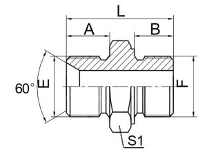 Maschio BSP doppio uso per sede conica a 60° o tenuta incollata/maschio metrico con tenuta incollata