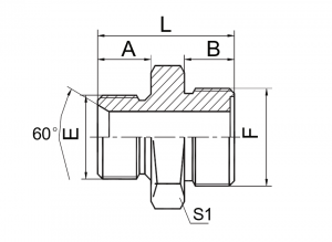 Asento macho de 60° BSP / Conexión de junta tórica macho métrica |Conforme a DIN e superficie galvanizada
