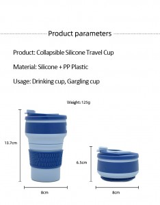 Mug Lipat Food Grade yang Dapat Digunakan Kembali dengan Tutup- Gelas yang Dapat Dilipat