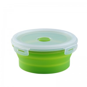 Bpa Free Oven အဖုံးပါသော Collapsible Silicone Bowl