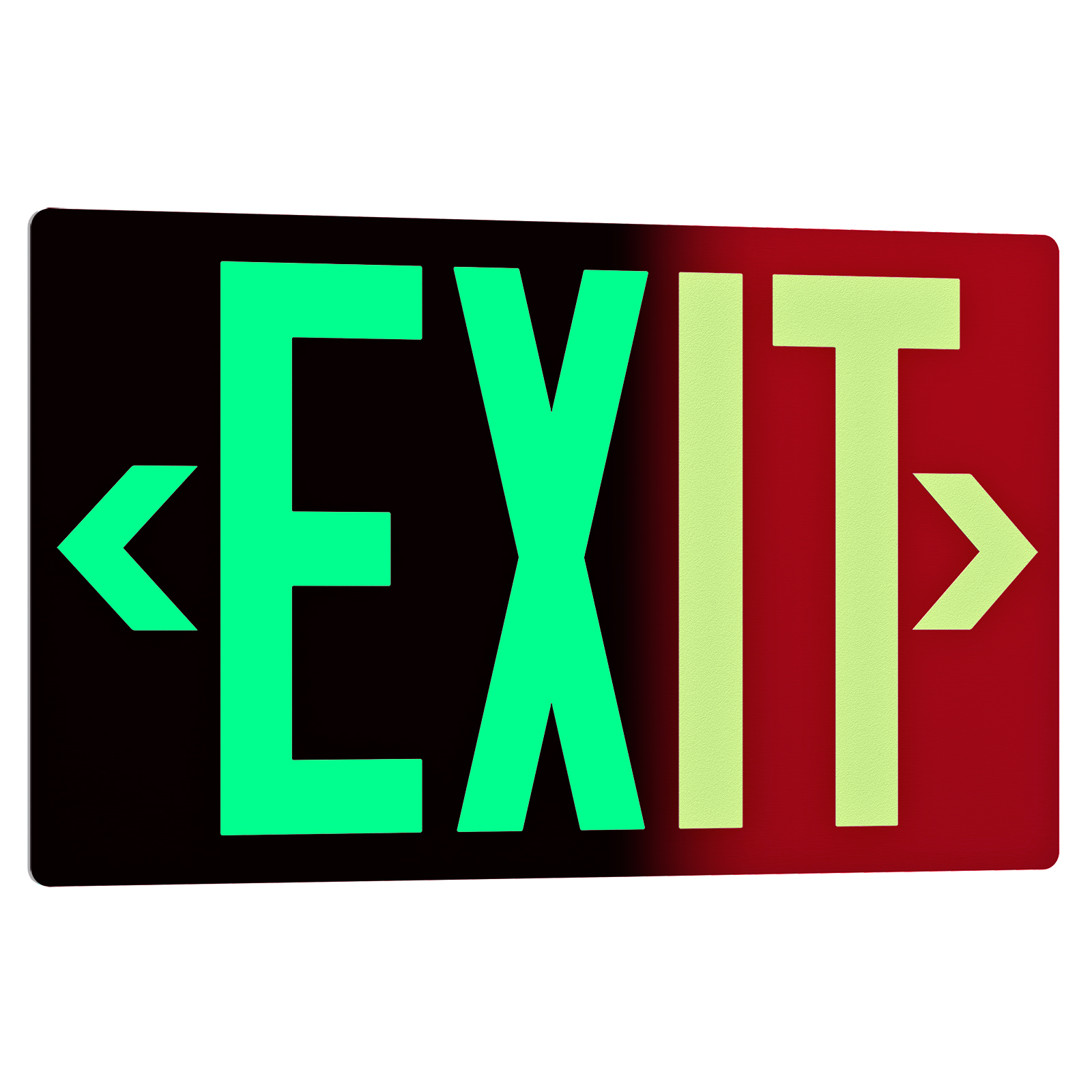 Red Photoluminescent Exit Sign Glow In The Dark Aluminum|Adhesive Backing|Removable Arrows