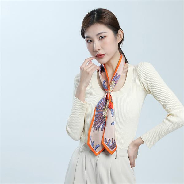 Spring And Summer Long Double – Sided Pure Silk Narrow Scarf For Women Featured Image