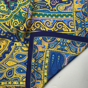 Luxury Scarf Dark Blue Edge Wrap Satin 16mm Printed Scarf Square 140*140cm Scarves For Ladies