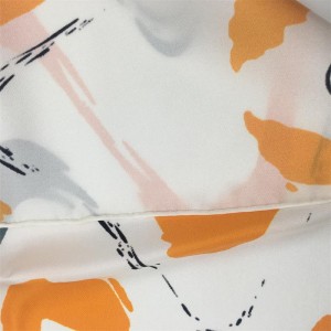 Women White Wave Pure Silk Twill Square Neck 53*53CM Scarf For Baby