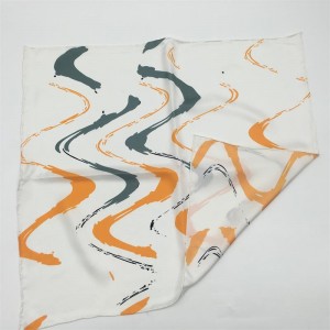 Women White Wave Pure Silk Twill Square Neck 53*53CM Scarf For Baby