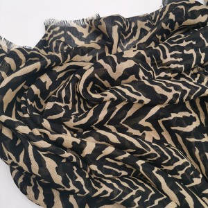Khaki Zebra Pattern Lancin Modal Linen Oem Scarf Shawl