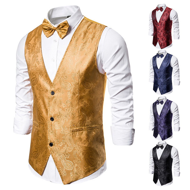 Camel Color Paisley Men’S Wedding Vest Coat Featured Image