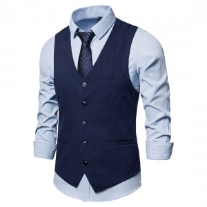 Men’S Solid Polyester Wedding Vest Coat