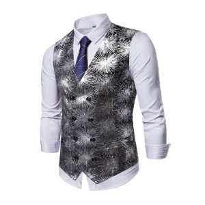 Shinny Jacquard Men’S Wedding Vest Coat