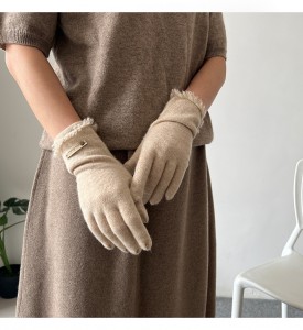 Yeni Moda Kaşmir düz örme püskül eldiven ve mitten kadın Kış sıcak eldiven dokunmatik ekran