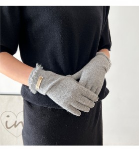 Новыя модныя кашміровыя аднатонныя вязаныя пальчаткі і рукавіцы з пэндзлікамі жаночыя зімовыя цёплыя пальчаткі з сэнсарным экранам