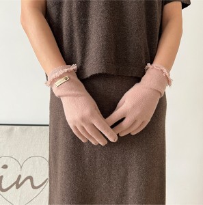 New Fashion Cashmere plain knitted rumbai sarung tangan dan mitten wanita Musim Dingin hangat sarung tangan layar sentuh