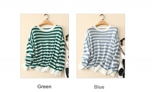Vinterstil supermyk 100% ekte cashmere strikket damegenserstripe tilpasset design grønn Cashmere genser
