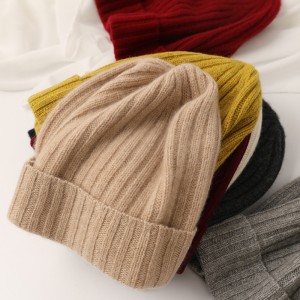 Gorro de inverno tricotado 100% caxemira ribb