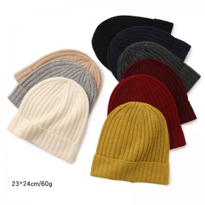 Ribb knitted 100% ຫມວກ cashmere beanie ລະດູຫນາວ