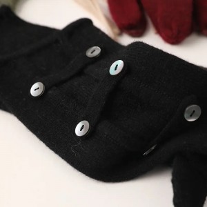 Ženske zimske tople pletene rokavice z zaslonom na dotik, dolge rokavice iz kašmirja, oblikovane po meri s polnimi prsti, modne rokavice iz 100 % čistega kašmirja z gumbi