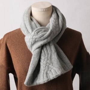 Bufanda de cachemira de punto de inverno de luxo 2021 con deseño personalizado de cables, bufandas de cachemira cálidas para o pescozo para mulleres.