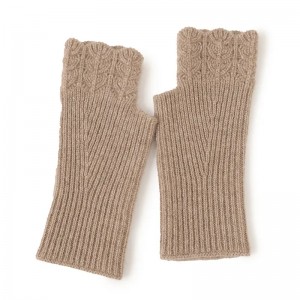 Designer creux fleur décoration femmes gants d'hiver tricotés sans doigts femmes mode cachemire gants et mitaines