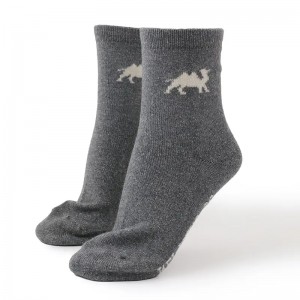 custom logo men 100% wool socks indoor jacquard animalis design mollis cutis amica cashmere slipper soccum